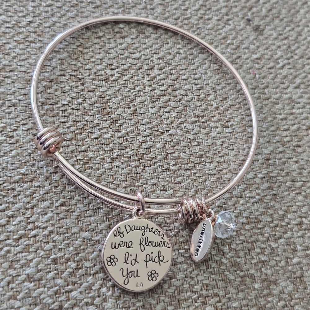 Unwritten Rose Gold Expandable Bangle Bracelet Charms Mother Daughter Gift New